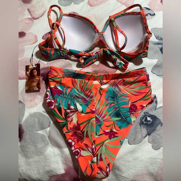NWT Sommer Ray Cheeky High Waist Tropical Floral Bikini Set Size Small - Picture 4 of 7